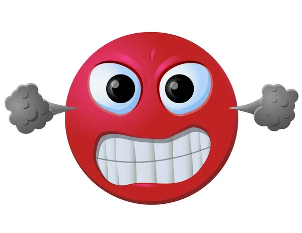 Red Angry Emoji Smoke Puffing Out — 스톡 벡터