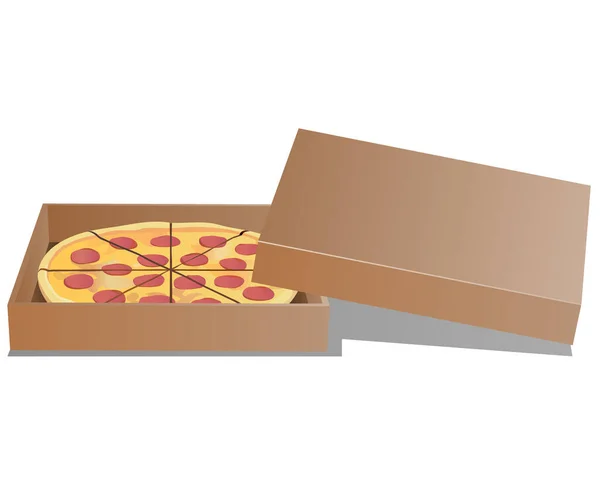 ラベルのない箱の中のピザ — ストックベクタ