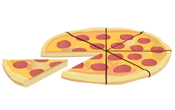 Una Capa Pizza Rodajas — Vector de stock