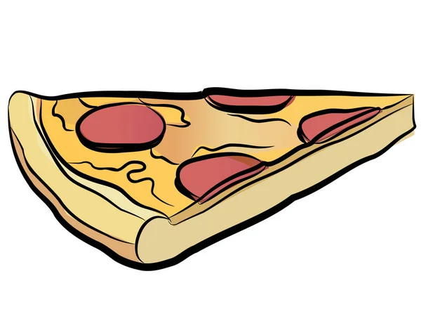 Rebanada Pizza Con Tinta Contorno Vector — Vector de stock