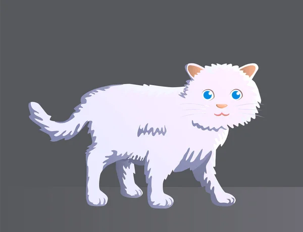 Kucing Putih Pada Ikon Vektor Latar Belakang Abu Abu - Stok Vektor
