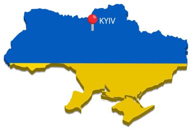 Ukrayna haritası ve bayrağı Kyiv Şehri 'nin ana vektörünü gösteriyor