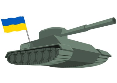 Ukrayna bayrak vektörlü savaş tankı