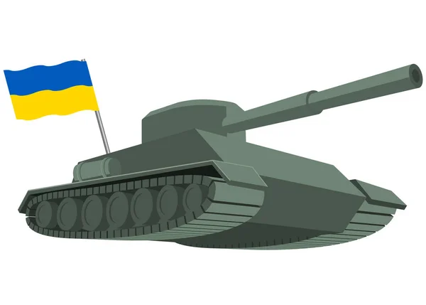 Battle Tank Ukraine Flag Vector — Stock Vector