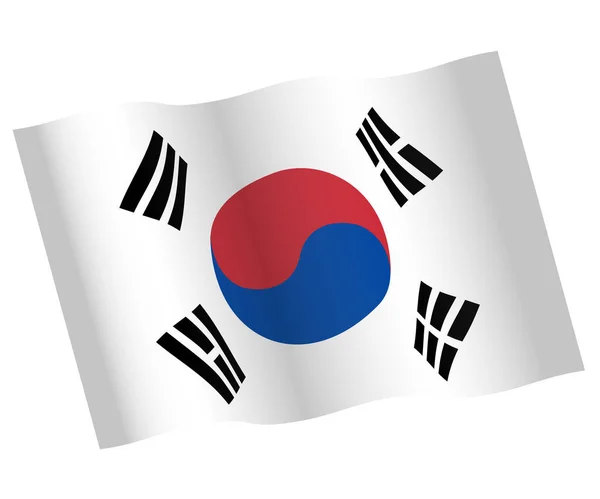 Waving Zuid Korea Republiek Vector Pictogram — Stockvector