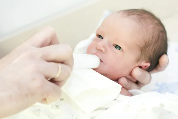 Newborn eating — Stock Photo, Image