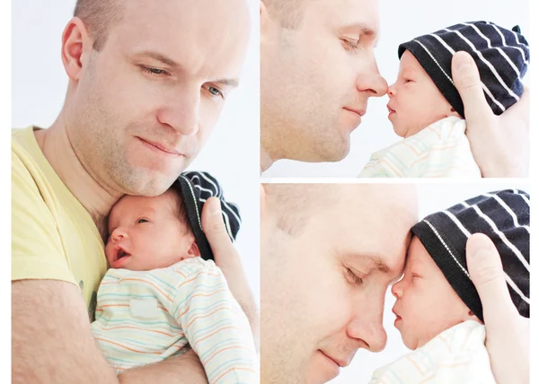 Yeni doğan oğluyla mutlu baba — Stok fotoğraf