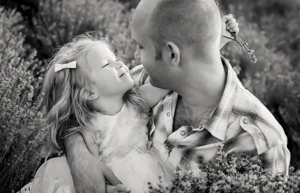 Happy little daughter and father — Stock Photo, Image