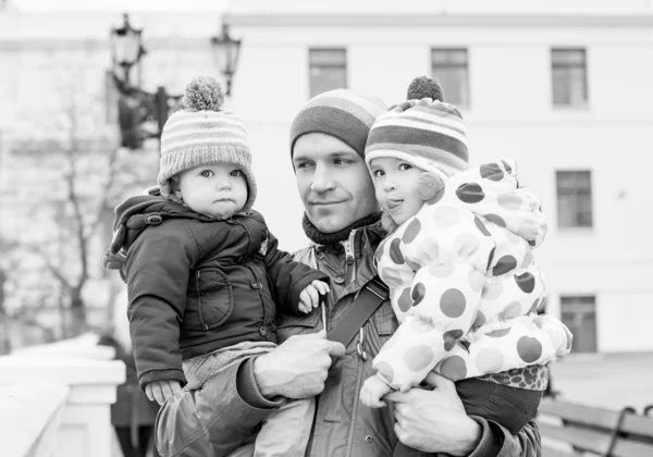 Happy father and daughter and son — Stock Photo, Image