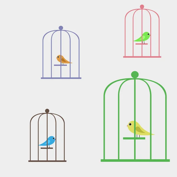 Vektor Illustration Vogel im Käfig — Stockvektor