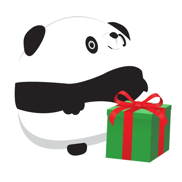 Panda y regalo — Vector de stock