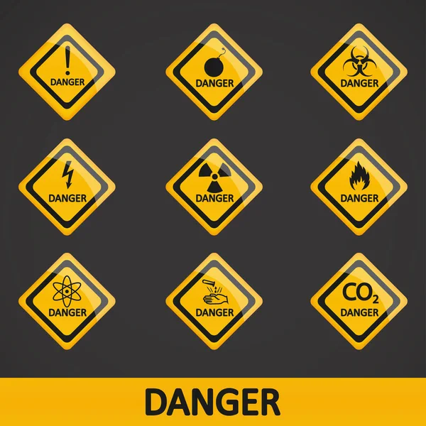 Vector illustration set label danger — Stock Vector