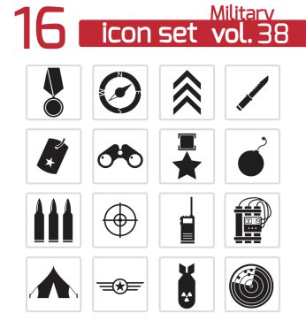siyah vektör askeri simgeler kümesi