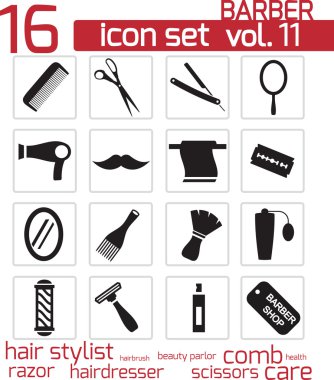 siyah vektör Kuaför Icon set