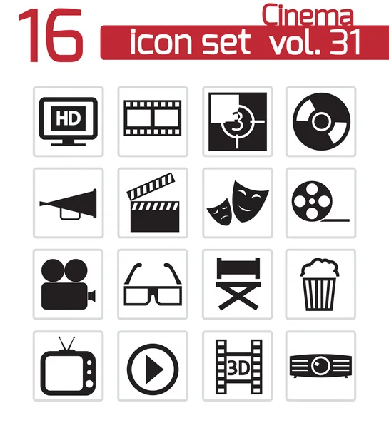 Siyah vektör sinema Icon set — Stok Vektör