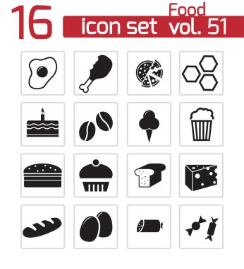 siyah vektör yiyecek simgeler kümesi