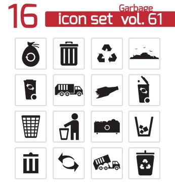vektör siyah çöp simgeler kümesi