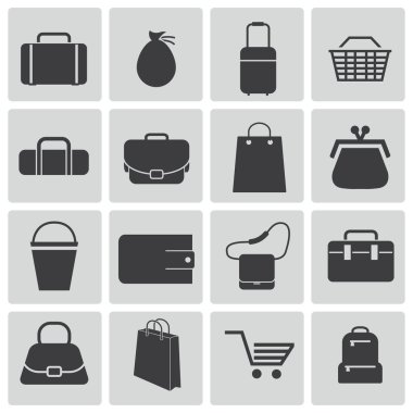 siyah vektör bagicons set
