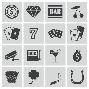 siyah vektör casino simgeler kümesi