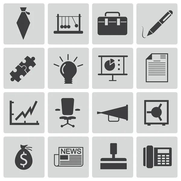 Vector zwarte business icons set — Stockvector