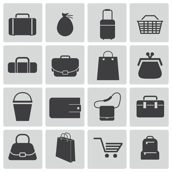 Vector black bagicons set — Stock Vector