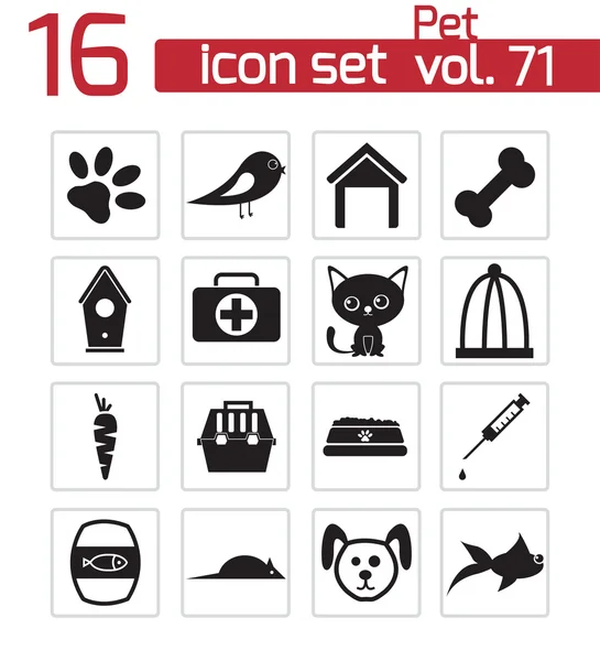 Vector black pet icons set — Stock Vector