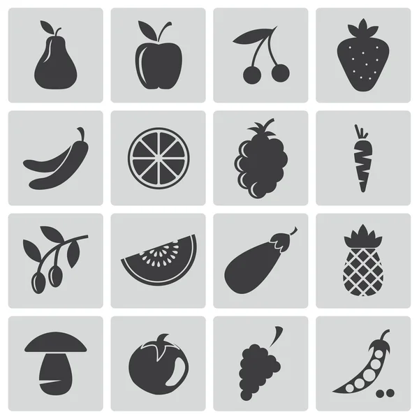 Vector black food icons set — Stock Vector