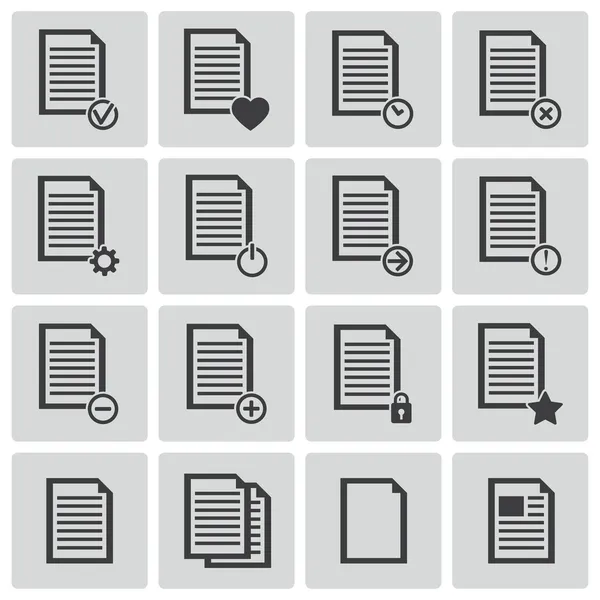 Conjunto de iconos de documento negro vectorial — Vector de stock