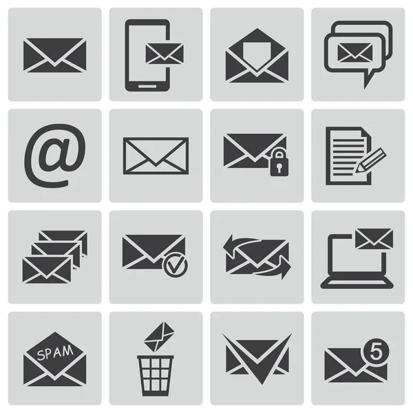 Vektor schwarze E-Mail Icons gesetzt — Stockvektor