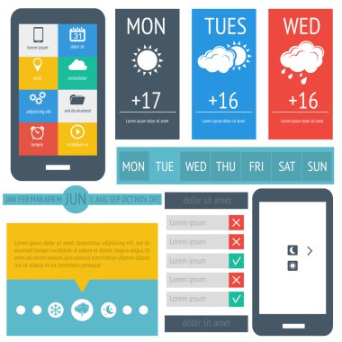 UI düz tasarımı, web elemanları