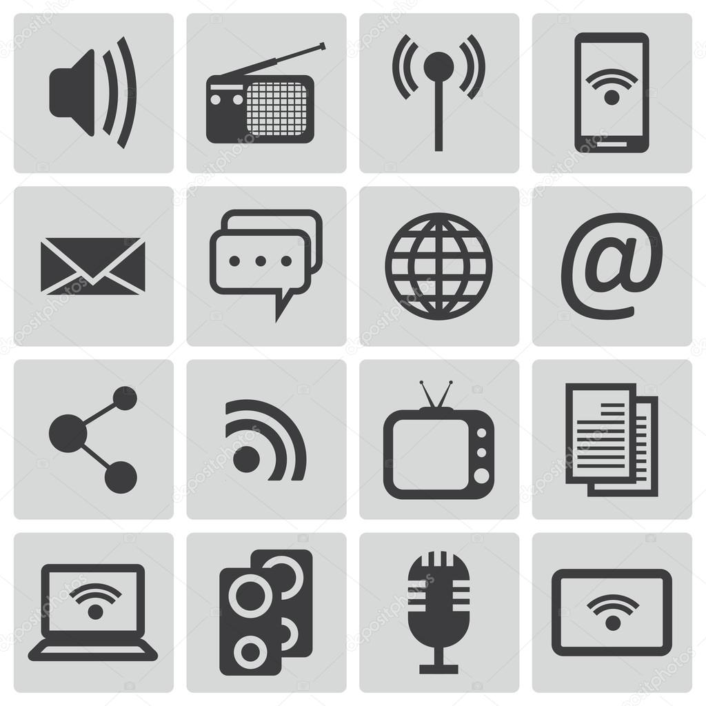 Vector black media icons set