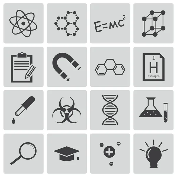 Vector black science icons set — Stock Vector