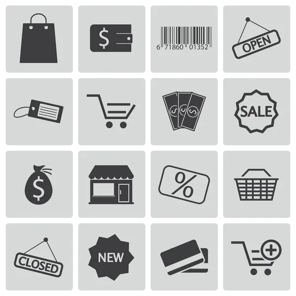 Conjunto de ícones de loja preta vetorial — Vetor de Stock