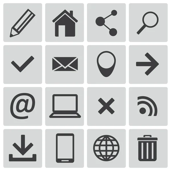 Vector black web icons set — Stock Vector