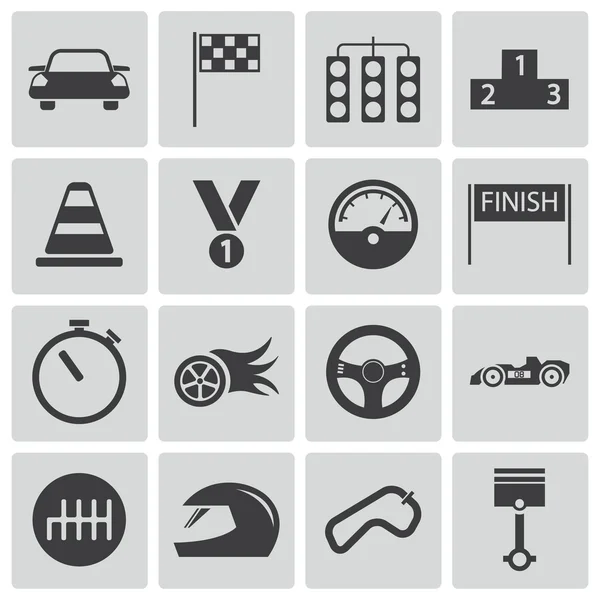 Vector black racing icons set — Stock Vector