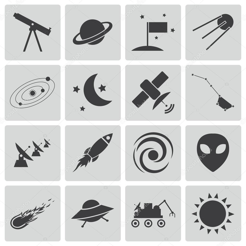 Vector black space icons set