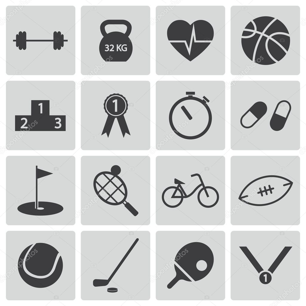 Vector black sport icons set