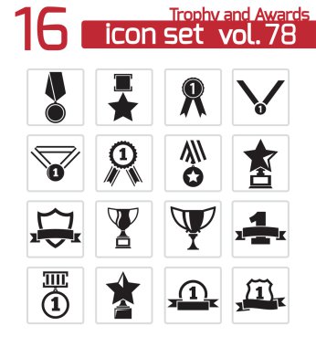vektör siyah kupa ve Ödülleri Icons set