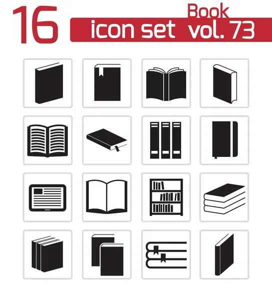 Vector negro libro iconos conjunto — Archivo Imágenes Vectoriales