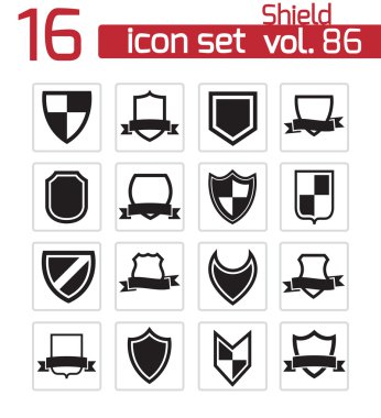 siyah vektör simge kalkan simge seti