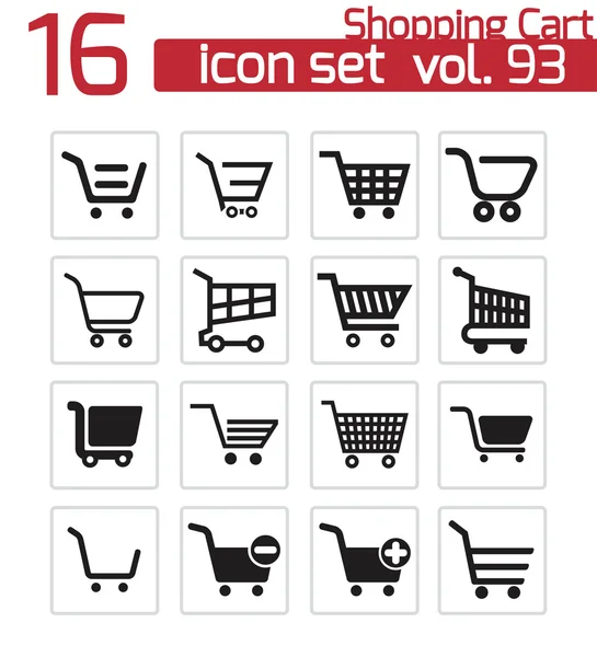 Conjunto de iconos de carrito de compras negro vector — Vector de stock