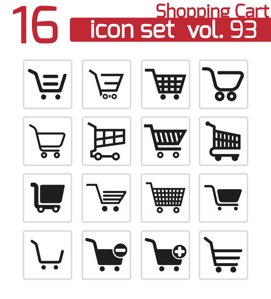 Vector black shopping cart icons set