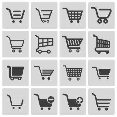 alışveriş sepeti Icons set vektör siyah