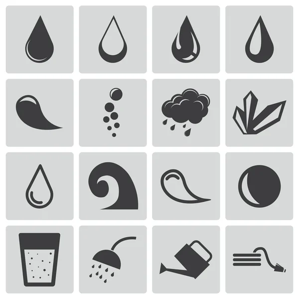 Vector black water icons set — Stock Vector