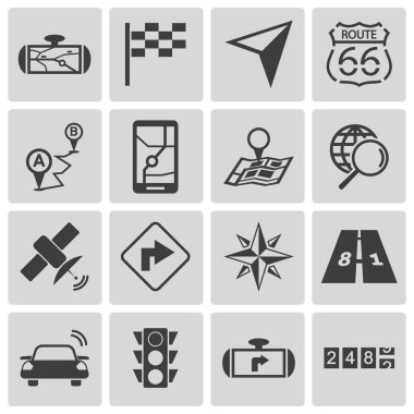 siyah vektör gezinti simgeler kümesi