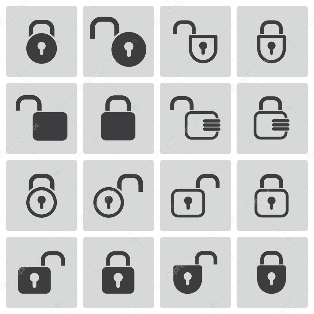 Vector black lock icons set