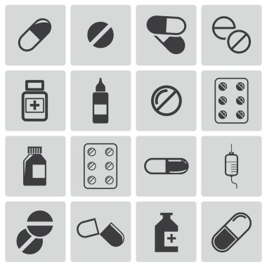 siyah vektör hapları Icon set