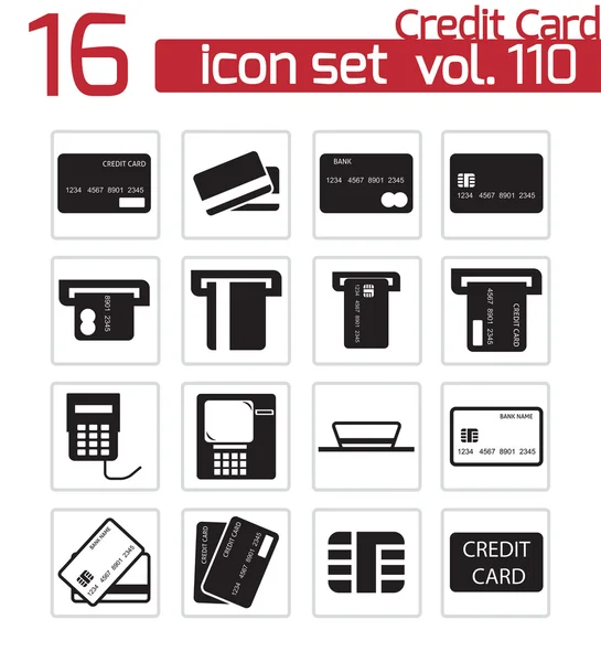 Conjunto de iconos de carrito de crédito negro vector — Archivo Imágenes Vectoriales