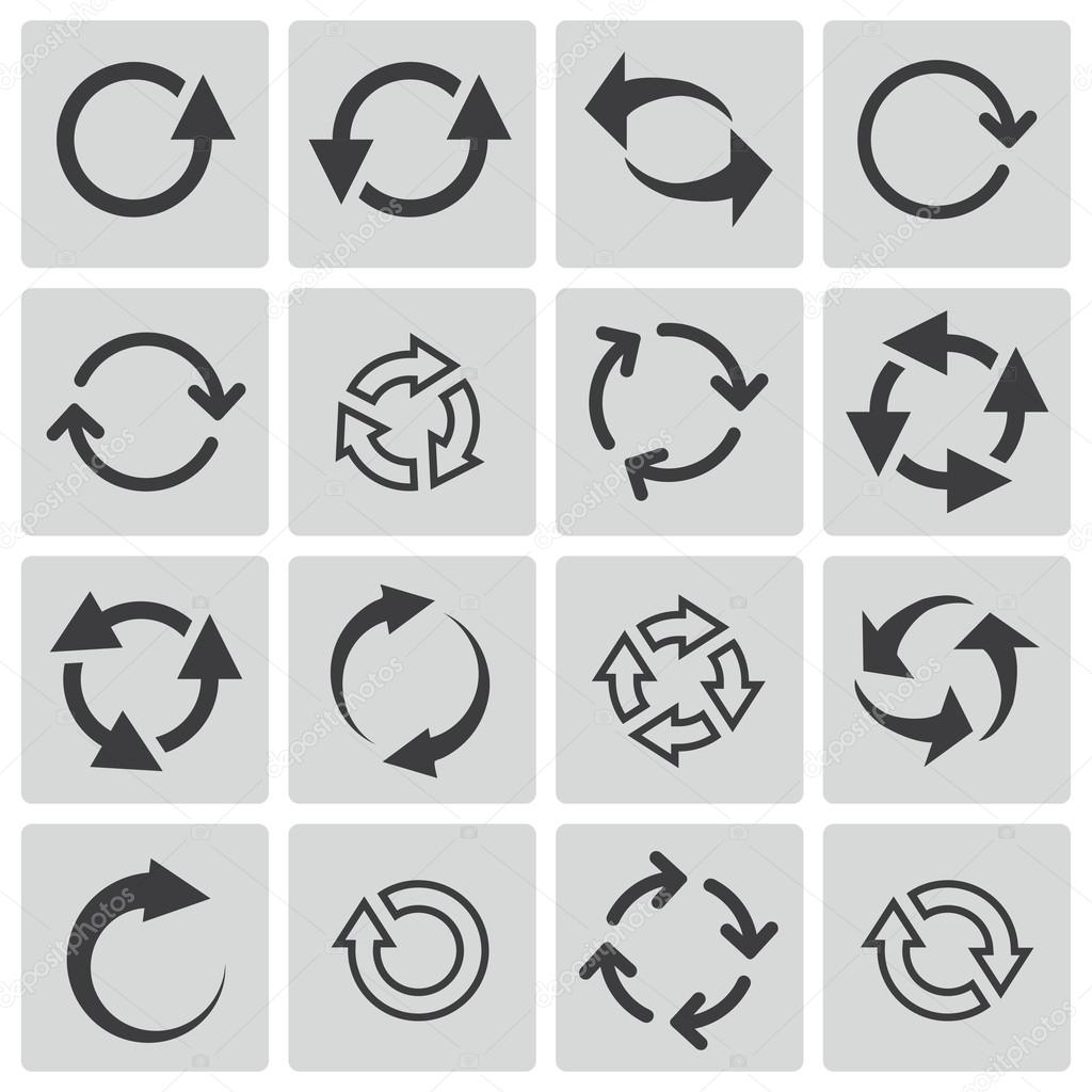 Vector black refresh icons set