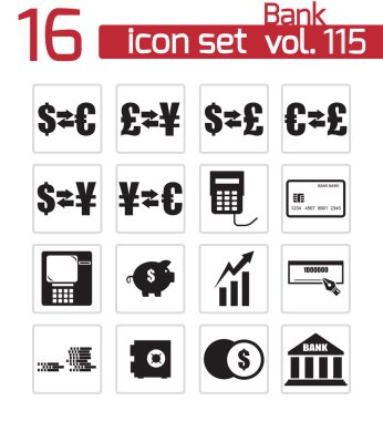 siyah vektör banka simgeler kümesi